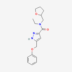molecular formula C18H23N3O3 B5293254 N-ethyl-5-(phenoxymethyl)-N-(tetrahydrofuran-2-ylmethyl)-1H-pyrazole-3-carboxamide 