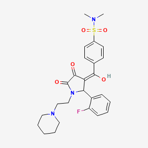 molecular formula C26H30FN3O5S B5293272 4-({2-(2-fluorophenyl)-4-hydroxy-5-oxo-1-[2-(1-piperidinyl)ethyl]-2,5-dihydro-1H-pyrrol-3-yl}carbonyl)-N,N-dimethylbenzenesulfonamide 