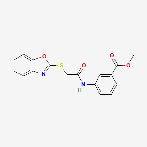 molecular formula C17H14N2O4S B5293295 methyl 3-{[(1,3-benzoxazol-2-ylthio)acetyl]amino}benzoate 