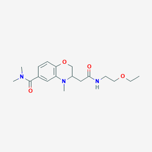 molecular formula C18H27N3O4 B5293308 3-{2-[(2-ethoxyethyl)amino]-2-oxoethyl}-N,N,4-trimethyl-3,4-dihydro-2H-1,4-benzoxazine-6-carboxamide 