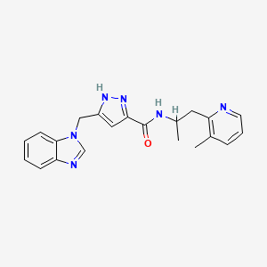molecular formula C21H22N6O B5293331 5-(1H-benzimidazol-1-ylmethyl)-N-[1-methyl-2-(3-methylpyridin-2-yl)ethyl]-1H-pyrazole-3-carboxamide 