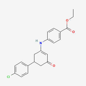 molecular formula C21H20ClNO3 B5293341 ethyl 4-{[5-(4-chlorophenyl)-3-oxocyclohex-1-en-1-yl]amino}benzoate 