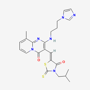 molecular formula C23H26N6O2S2 B5293388 2-{[3-(1H-imidazol-1-yl)propyl]amino}-3-[(3-isobutyl-4-oxo-2-thioxo-1,3-thiazolidin-5-ylidene)methyl]-9-methyl-4H-pyrido[1,2-a]pyrimidin-4-one CAS No. 433326-61-5