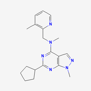 molecular formula C19H24N6 B5293400 6-cyclopentyl-N,1-dimethyl-N-[(3-methyl-2-pyridinyl)methyl]-1H-pyrazolo[3,4-d]pyrimidin-4-amine 