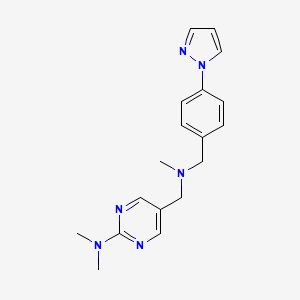 molecular formula C18H22N6 B5293415 N,N-dimethyl-5-({methyl[4-(1H-pyrazol-1-yl)benzyl]amino}methyl)-2-pyrimidinamine 