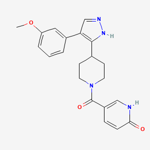 molecular formula C21H22N4O3 B5293471 5-({4-[4-(3-methoxyphenyl)-1H-pyrazol-5-yl]piperidin-1-yl}carbonyl)pyridin-2(1H)-one 