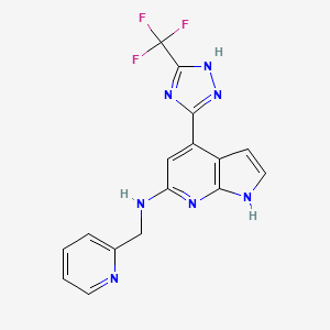 molecular formula C16H12F3N7 B5293476 N-(pyridin-2-ylmethyl)-4-[5-(trifluoromethyl)-1H-1,2,4-triazol-3-yl]-1H-pyrrolo[2,3-b]pyridin-6-amine 