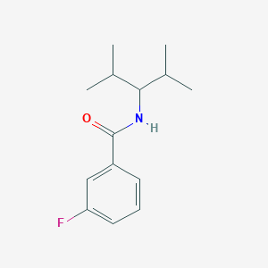 molecular formula C14H20FNO B5293494 3-fluoro-N-(1-isopropyl-2-methylpropyl)benzamide 