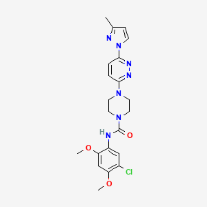 molecular formula C21H24ClN7O3 B5293500 N-(5-chloro-2,4-dimethoxyphenyl)-4-[6-(3-methyl-1H-pyrazol-1-yl)-3-pyridazinyl]-1-piperazinecarboxamide 