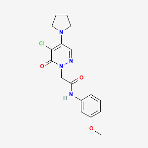 molecular formula C17H19ClN4O3 B5293522 2-[5-chloro-6-oxo-4-(1-pyrrolidinyl)-1(6H)-pyridazinyl]-N-(3-methoxyphenyl)acetamide 