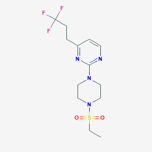 molecular formula C13H19F3N4O2S B5293530 2-[4-(ethylsulfonyl)piperazin-1-yl]-4-(3,3,3-trifluoropropyl)pyrimidine 
