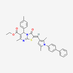 molecular formula C36H33N3O3S B5293536 ethyl 2-{[1-(4-biphenylyl)-2,5-dimethyl-1H-pyrrol-3-yl]methylene}-7-methyl-5-(4-methylphenyl)-3-oxo-2,3-dihydro-5H-[1,3]thiazolo[3,2-a]pyrimidine-6-carboxylate 