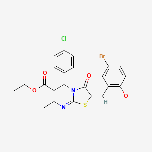 molecular formula C24H20BrClN2O4S B5293544 ethyl 2-(5-bromo-2-methoxybenzylidene)-5-(4-chlorophenyl)-7-methyl-3-oxo-2,3-dihydro-5H-[1,3]thiazolo[3,2-a]pyrimidine-6-carboxylate 