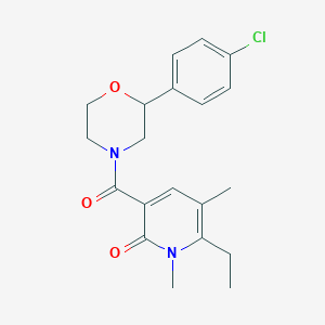 molecular formula C20H23ClN2O3 B5293558 3-{[2-(4-chlorophenyl)morpholin-4-yl]carbonyl}-6-ethyl-1,5-dimethylpyridin-2(1H)-one 