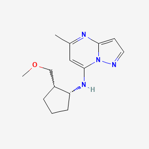 molecular formula C14H20N4O B5293565 N-[(1R*,2S*)-2-(methoxymethyl)cyclopentyl]-5-methylpyrazolo[1,5-a]pyrimidin-7-amine 