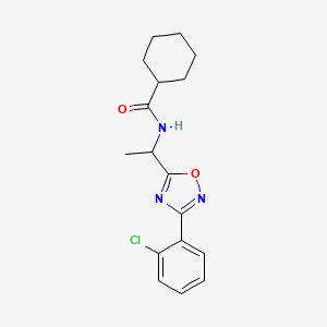 molecular formula C17H20ClN3O2 B5293567 N-{1-[3-(2-chlorophenyl)-1,2,4-oxadiazol-5-yl]ethyl}cyclohexanecarboxamide 