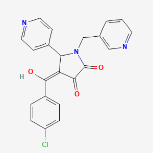 molecular formula C22H16ClN3O3 B5293581 4-(4-chlorobenzoyl)-3-hydroxy-5-(4-pyridinyl)-1-(3-pyridinylmethyl)-1,5-dihydro-2H-pyrrol-2-one 
