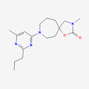 molecular formula C17H26N4O2 B5293622 3-methyl-8-(6-methyl-2-propyl-4-pyrimidinyl)-1-oxa-3,8-diazaspiro[4.6]undecan-2-one 