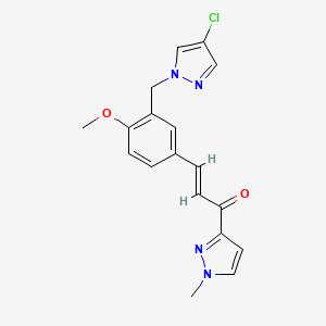 molecular formula C18H17ClN4O2 B5293659 3-{3-[(4-chloro-1H-pyrazol-1-yl)methyl]-4-methoxyphenyl}-1-(1-methyl-1H-pyrazol-3-yl)-2-propen-1-one 