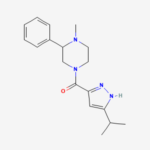 molecular formula C18H24N4O B5293670 4-[(3-isopropyl-1H-pyrazol-5-yl)carbonyl]-1-methyl-2-phenylpiperazine 