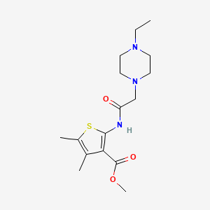 molecular formula C16H25N3O3S B5293699 methyl 2-{[(4-ethyl-1-piperazinyl)acetyl]amino}-4,5-dimethyl-3-thiophenecarboxylate 
