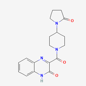 molecular formula C18H20N4O3 B5293709 3-{[4-(2-oxopyrrolidin-1-yl)piperidin-1-yl]carbonyl}quinoxalin-2(1H)-one 