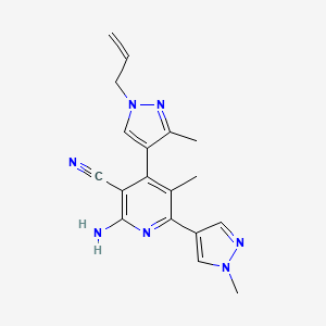 molecular formula C18H19N7 B5293715 4-(1-allyl-3-methyl-1H-pyrazol-4-yl)-2-amino-5-methyl-6-(1-methyl-1H-pyrazol-4-yl)nicotinonitrile 