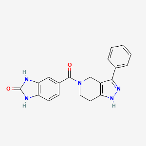 molecular formula C20H17N5O2 B5293719 5-[(3-phenyl-1,4,6,7-tetrahydro-5H-pyrazolo[4,3-c]pyridin-5-yl)carbonyl]-1,3-dihydro-2H-benzimidazol-2-one 