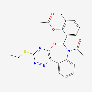 molecular formula C23H22N4O4S B5293728 2-[7-acetyl-3-(ethylthio)-6,7-dihydro[1,2,4]triazino[5,6-d][3,1]benzoxazepin-6-yl]-6-methylphenyl acetate 