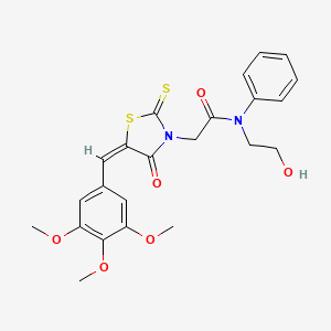 molecular formula C23H24N2O6S2 B5293749 N-(2-hydroxyethyl)-2-[4-oxo-2-thioxo-5-(3,4,5-trimethoxybenzylidene)-1,3-thiazolidin-3-yl]-N-phenylacetamide 
