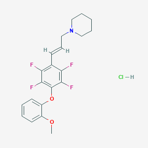 molecular formula C21H22ClF4NO2 B5293757 1-{3-[2,3,5,6-tetrafluoro-4-(2-methoxyphenoxy)phenyl]-2-propen-1-yl}piperidine hydrochloride 