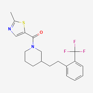 molecular formula C19H21F3N2OS B5293762 1-[(2-methyl-1,3-thiazol-5-yl)carbonyl]-3-{2-[2-(trifluoromethyl)phenyl]ethyl}piperidine 