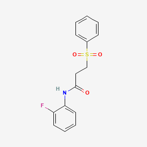 molecular formula C15H14FNO3S B5293786 N-(2-fluorophenyl)-3-(phenylsulfonyl)propanamide 