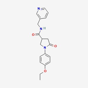 molecular formula C19H21N3O3 B5293787 1-(4-ethoxyphenyl)-5-oxo-N-(3-pyridinylmethyl)-3-pyrrolidinecarboxamide 