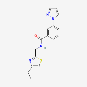molecular formula C16H16N4OS B5293826 N-[(4-ethyl-1,3-thiazol-2-yl)methyl]-3-(1H-pyrazol-1-yl)benzamide 