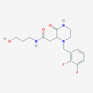 molecular formula C16H21F2N3O3 B5293837 2-[1-(2,3-difluorobenzyl)-3-oxo-2-piperazinyl]-N-(3-hydroxypropyl)acetamide 