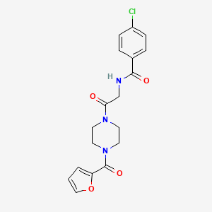 molecular formula C18H18ClN3O4 B5293842 4-chloro-N-{2-[4-(2-furoyl)-1-piperazinyl]-2-oxoethyl}benzamide 