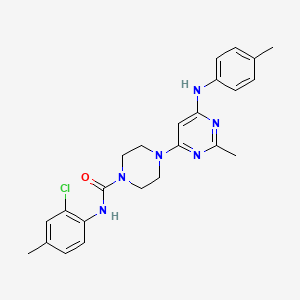 molecular formula C24H27ClN6O B5293877 N-(2-chloro-4-methylphenyl)-4-{2-methyl-6-[(4-methylphenyl)amino]-4-pyrimidinyl}-1-piperazinecarboxamide 