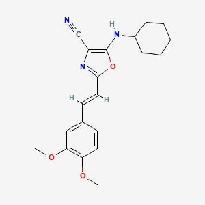 5-(cyclohexylamino)-2-[2-(3,4-dimethoxyphenyl)vinyl]-1,3-oxazole-4-carbonitrile