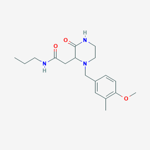 molecular formula C18H27N3O3 B5293938 2-[1-(4-methoxy-3-methylbenzyl)-3-oxo-2-piperazinyl]-N-propylacetamide 