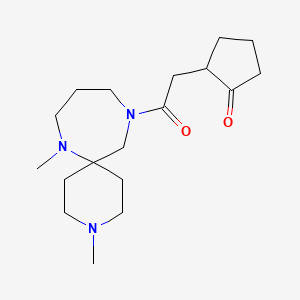 molecular formula C18H31N3O2 B5293944 2-[2-(3,7-dimethyl-3,7,11-triazaspiro[5.6]dodec-11-yl)-2-oxoethyl]cyclopentanone 