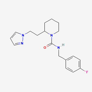 molecular formula C18H23FN4O B5293951 N-(4-fluorobenzyl)-2-[2-(1H-pyrazol-1-yl)ethyl]-1-piperidinecarboxamide 