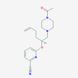 molecular formula C18H24N4O2 B5293981 6-({(2S,5R)-5-[(4-acetylpiperazin-1-yl)methyl]tetrahydrofuran-2-yl}methyl)pyridine-2-carbonitrile 