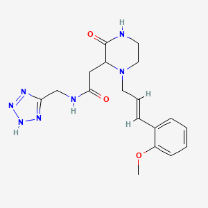 molecular formula C18H23N7O3 B5293995 2-{1-[(2E)-3-(2-methoxyphenyl)-2-propen-1-yl]-3-oxo-2-piperazinyl}-N-(1H-tetrazol-5-ylmethyl)acetamide 