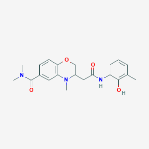 molecular formula C21H25N3O4 B5294022 3-{2-[(2-hydroxy-3-methylphenyl)amino]-2-oxoethyl}-N,N,4-trimethyl-3,4-dihydro-2H-1,4-benzoxazine-6-carboxamide 