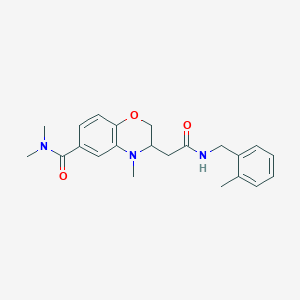 molecular formula C22H27N3O3 B5294034 N,N,4-trimethyl-3-{2-[(2-methylbenzyl)amino]-2-oxoethyl}-3,4-dihydro-2H-1,4-benzoxazine-6-carboxamide 