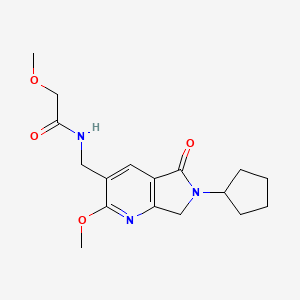 molecular formula C17H23N3O4 B5294045 N-[(6-cyclopentyl-2-methoxy-5-oxo-6,7-dihydro-5H-pyrrolo[3,4-b]pyridin-3-yl)methyl]-2-methoxyacetamide 