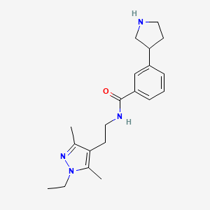 molecular formula C20H28N4O B5294051 N-[2-(1-ethyl-3,5-dimethyl-1H-pyrazol-4-yl)ethyl]-3-(3-pyrrolidinyl)benzamide hydrochloride 