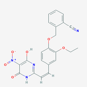 molecular formula C22H18N4O6 B5294056 2-({2-ethoxy-4-[2-(4-hydroxy-5-nitro-6-oxo-1,6-dihydro-2-pyrimidinyl)vinyl]phenoxy}methyl)benzonitrile 