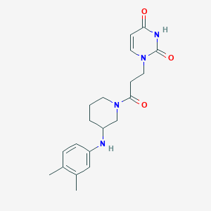 molecular formula C20H26N4O3 B5294075 1-(3-{3-[(3,4-dimethylphenyl)amino]-1-piperidinyl}-3-oxopropyl)-2,4(1H,3H)-pyrimidinedione 